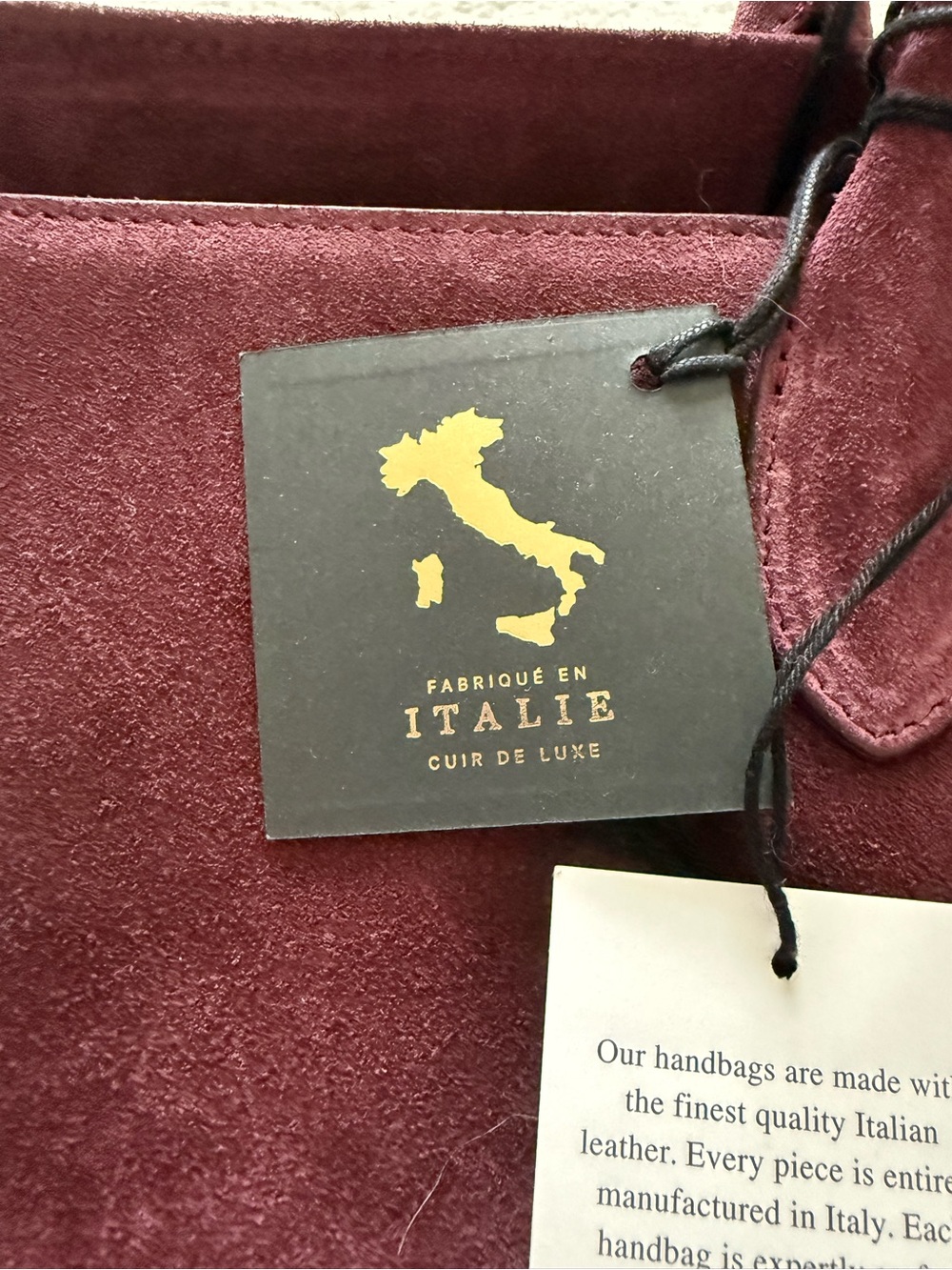 NWT CLAUDIA FIRENZE Suede Handbag East/West Style Burgundy/ Deep Wine - Picture 3 of 13